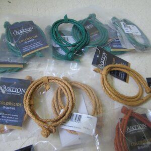 Lot of 12 Braided Leather Ovation Colorslide Bracelets 7 in New With Tags